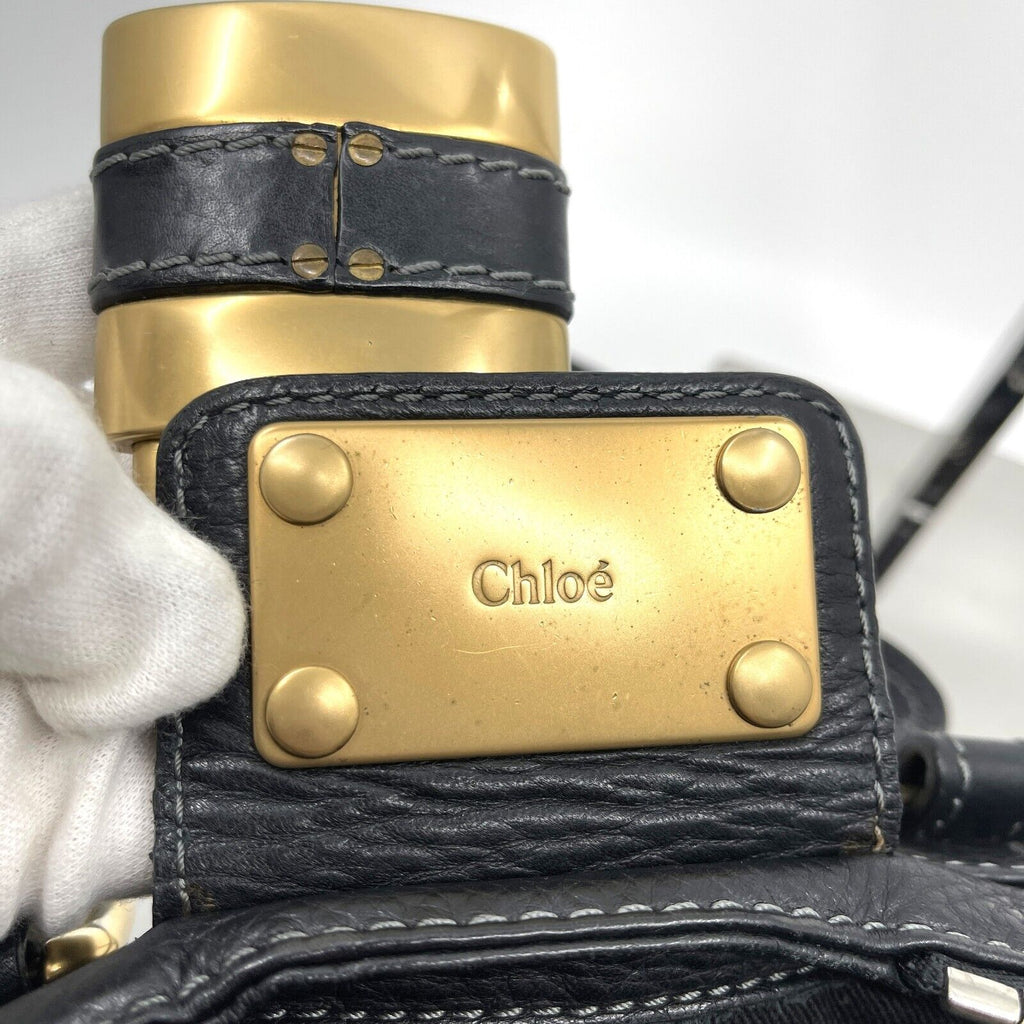 Chloe paddington mini hand bag black leather key padrock auth rare