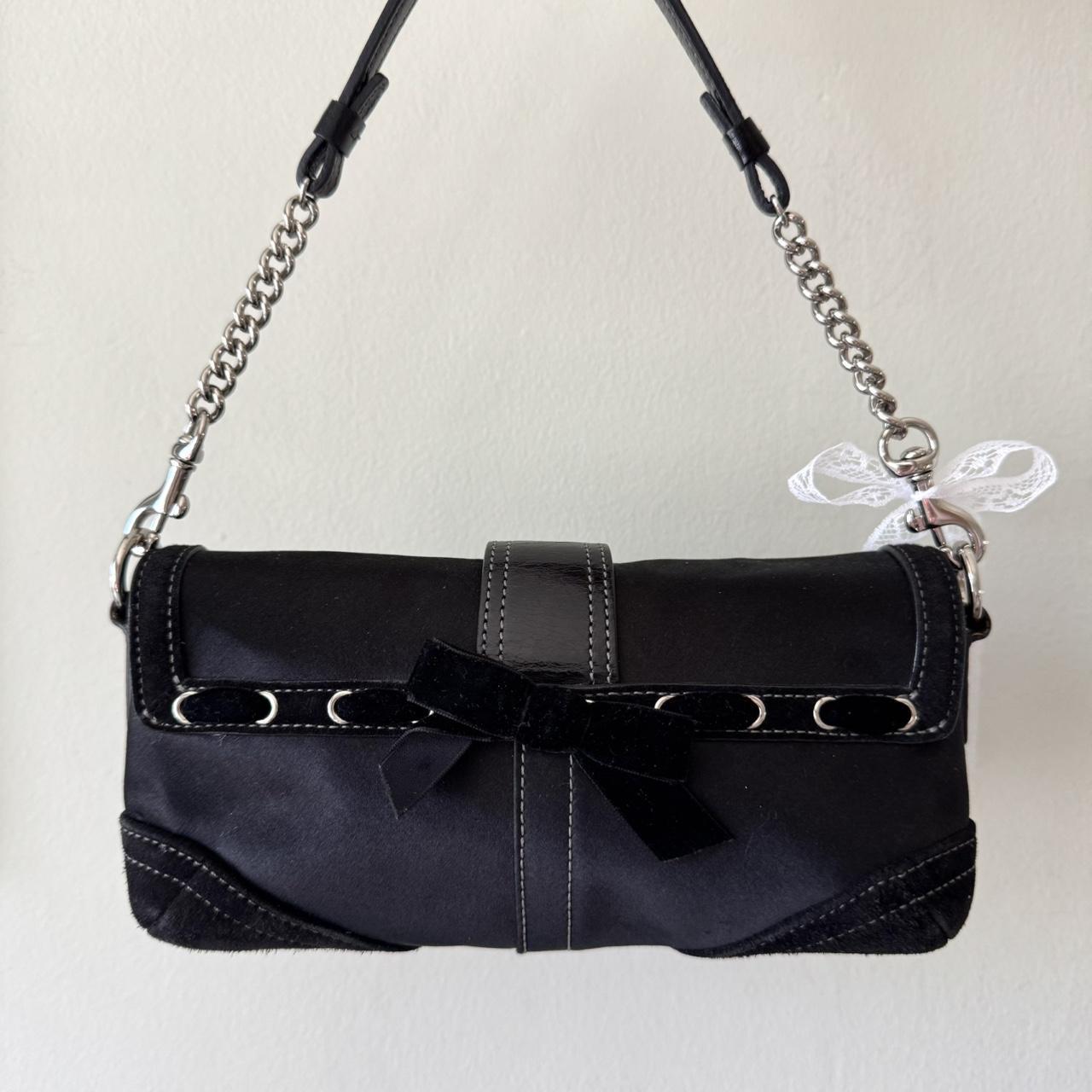 Vintage 2004 Coach rare Madison soho in black satin with Swarovski crystals!
