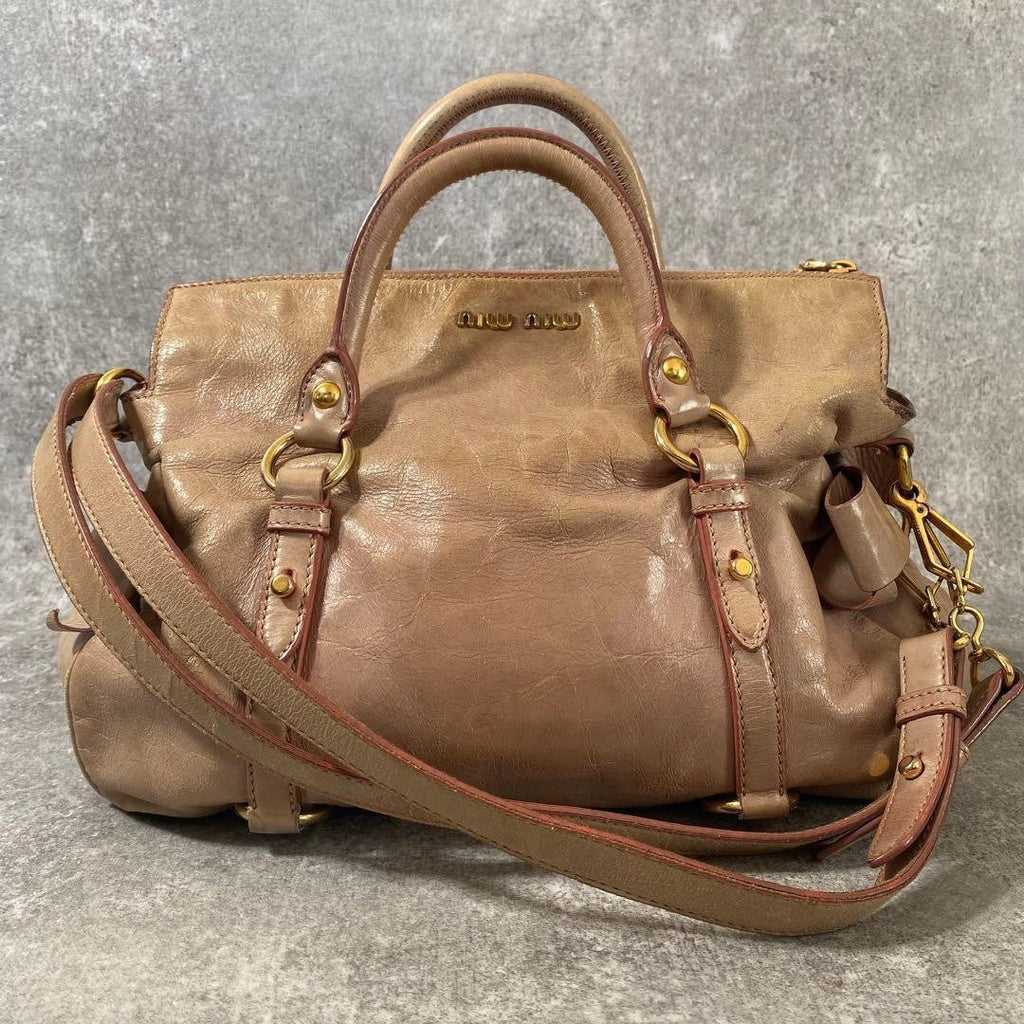 miu miu Vitello Lux side ribbon 2way bag Luxury designer feminine handbag italy