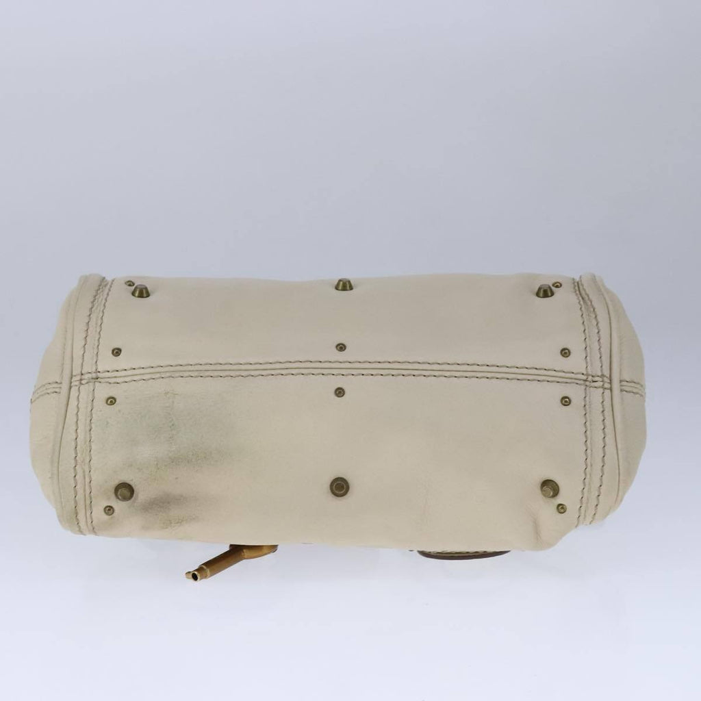 Chloe mini paddington hand bag leather white gold silver auth hk1875