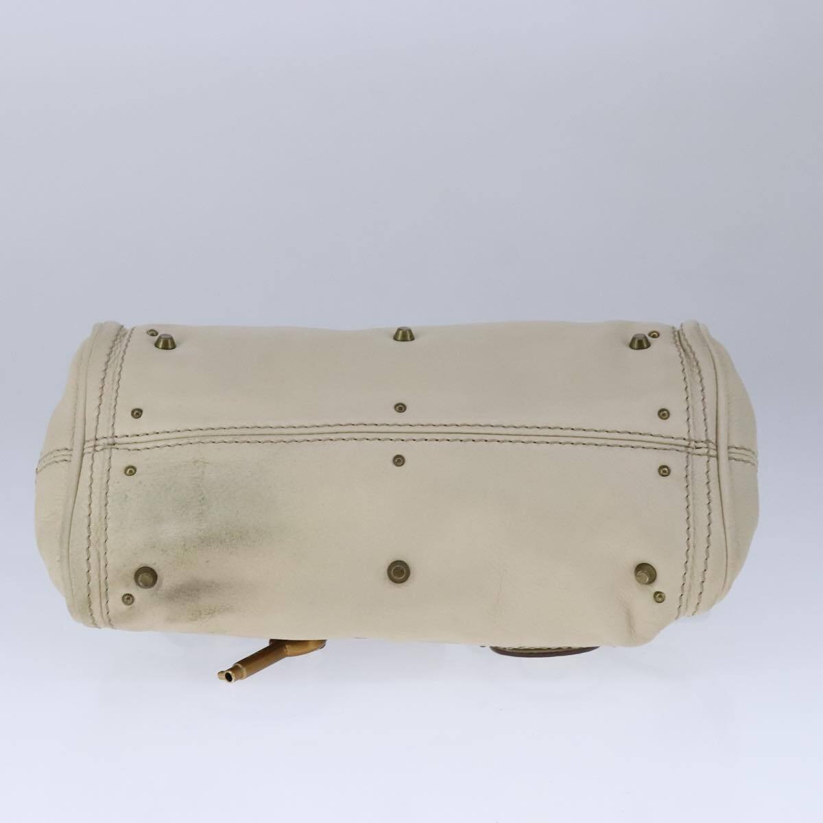Chloe mini paddington hand bag leather white gold silver auth hk1875