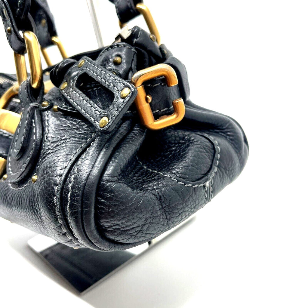 Chloe paddington mini hand bag black leather key padrock auth rare