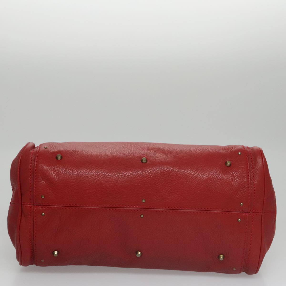 Chloe paddington hand bag leather red gold silver auth am7383