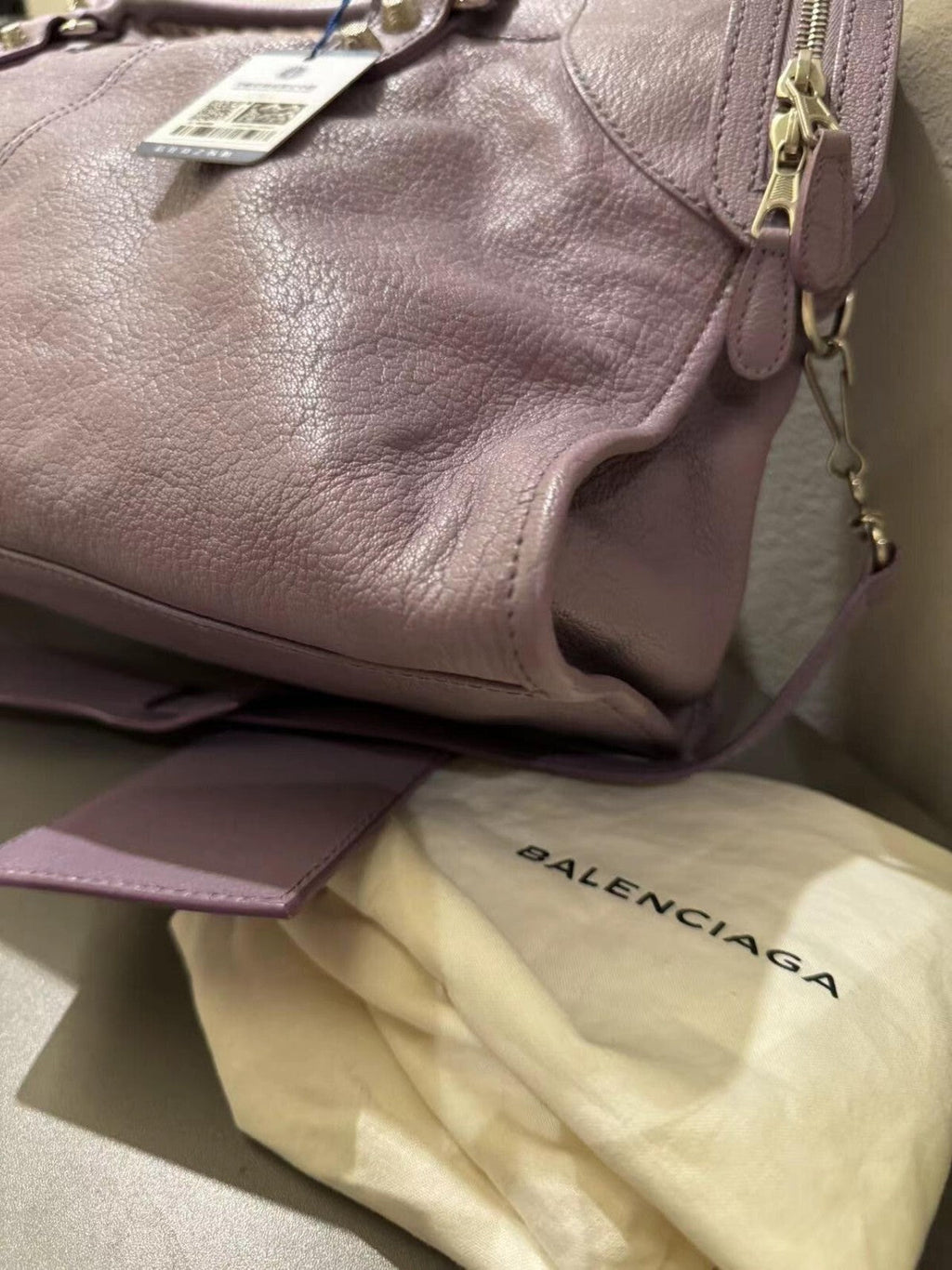 Balenciaga Giant City Part Time Shoulder Bag Purple Used Condition Wonderful