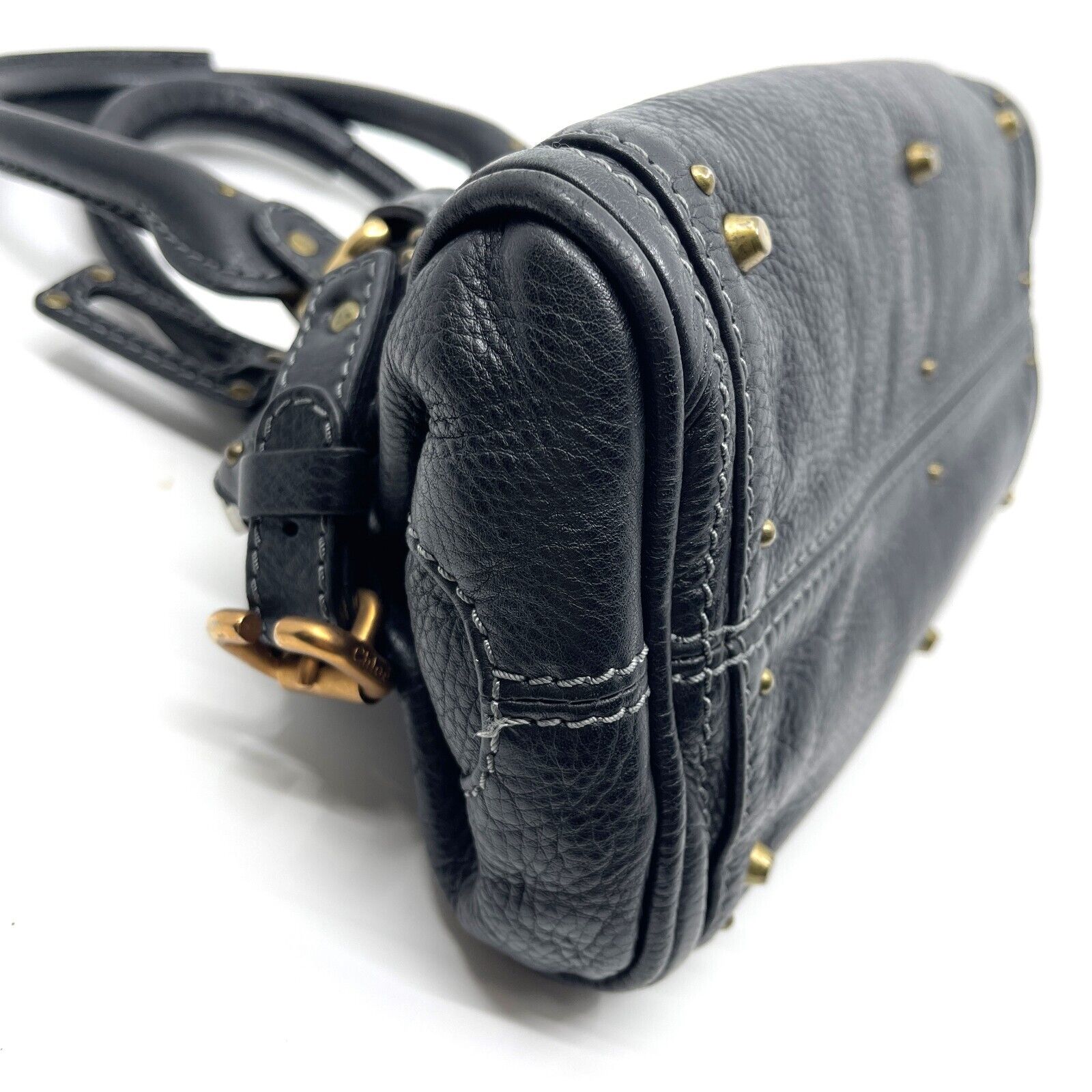Chloe paddington mini hand bag black leather key padrock auth rare