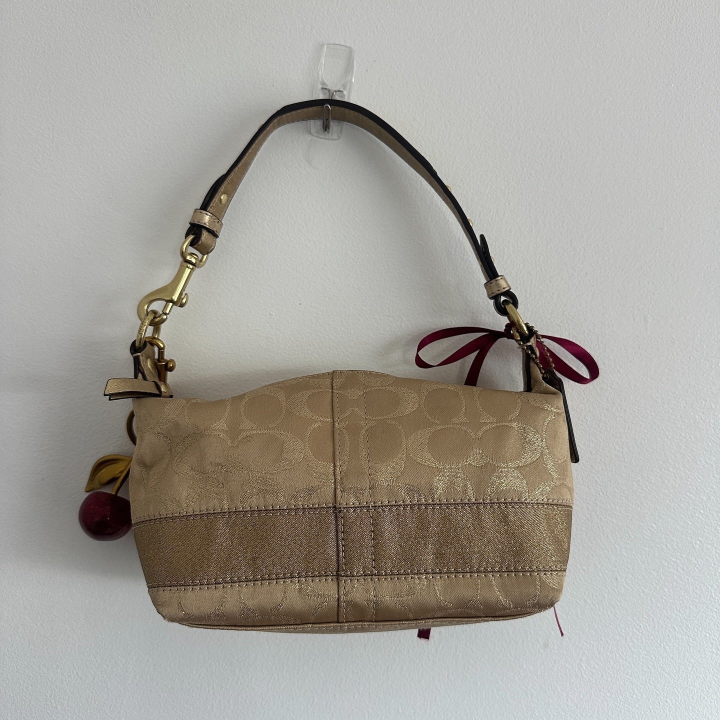 y2k coach gold shimmer top handle bag