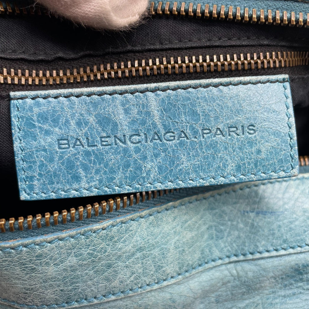 BALENCIAGA The twiggy bag Handbag Light Blue Leather 128523 Editors Bag Y2K Auth