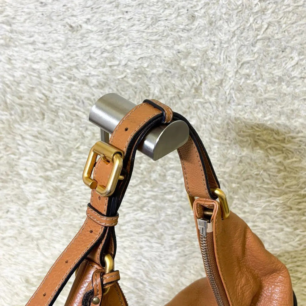 Authentic Chloe Paddington Leather Shoulder Bag One-Handle Brown Camel Rare GOOD