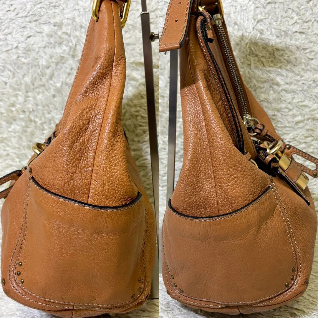 Authentic Chloe Paddington Leather Shoulder Bag One-Handle Brown Camel Rare GOOD