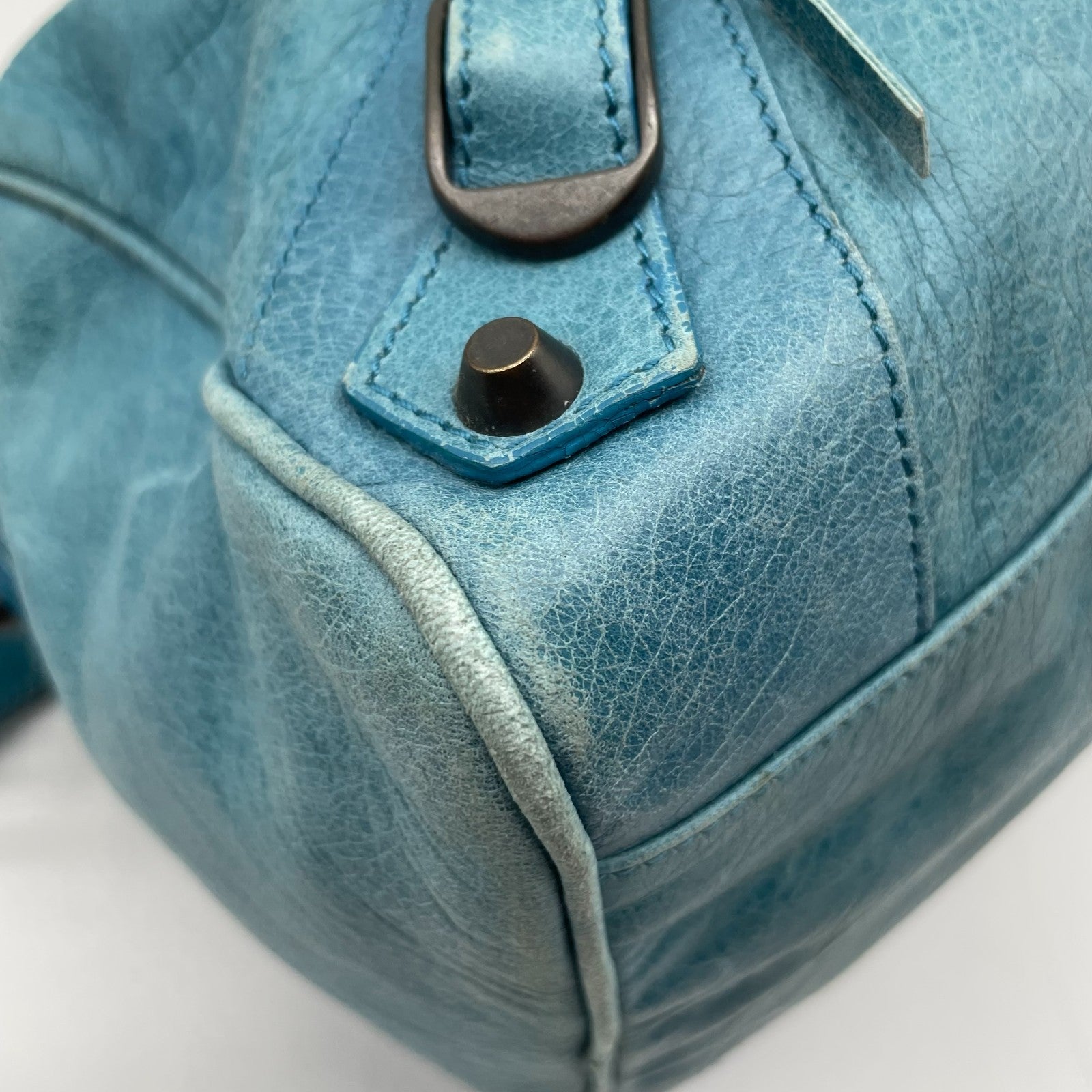 BALENCIAGA The twiggy bag Handbag Light Blue Leather 128523 Editors Bag Y2K Auth