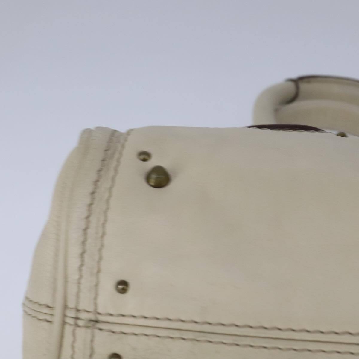 Chloe mini paddington hand bag leather white gold silver auth hk1875