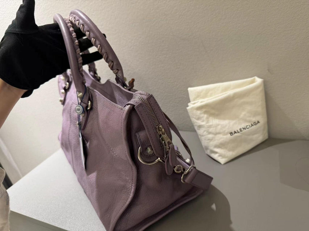 Balenciaga Giant City Part Time Shoulder Bag Purple Used Condition Wonderful