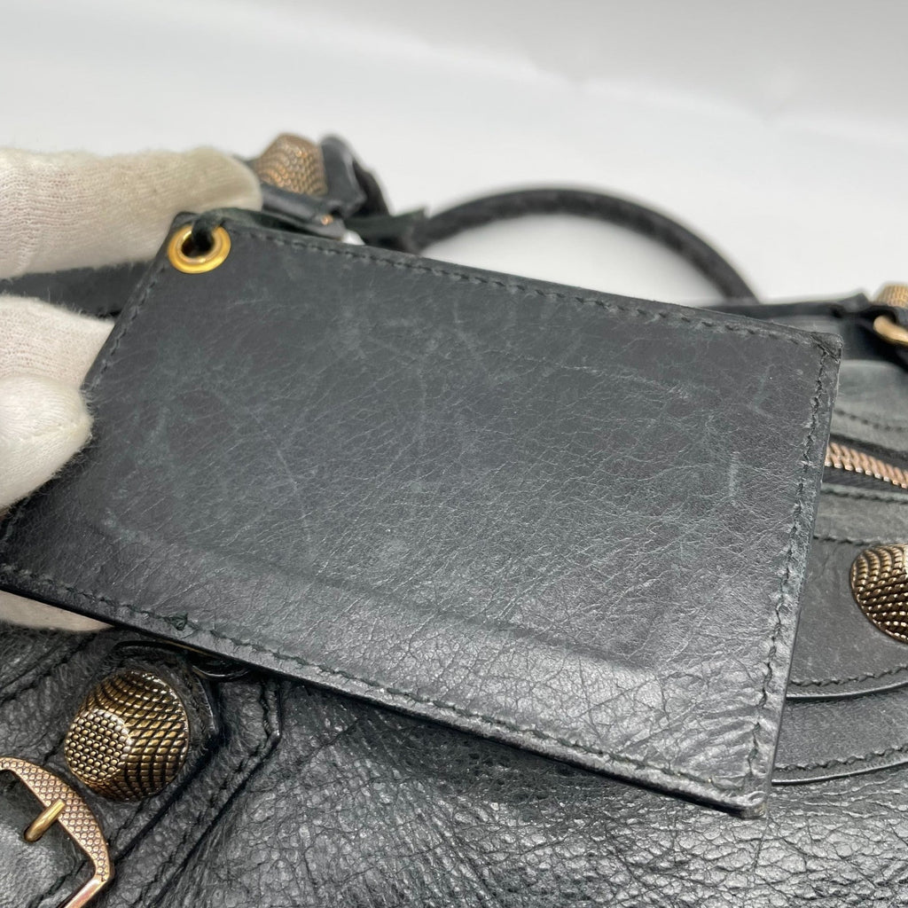 BALENCIAGA The Giant City 2way Shoulder Handbag Black Y2K Editors Bag Auth