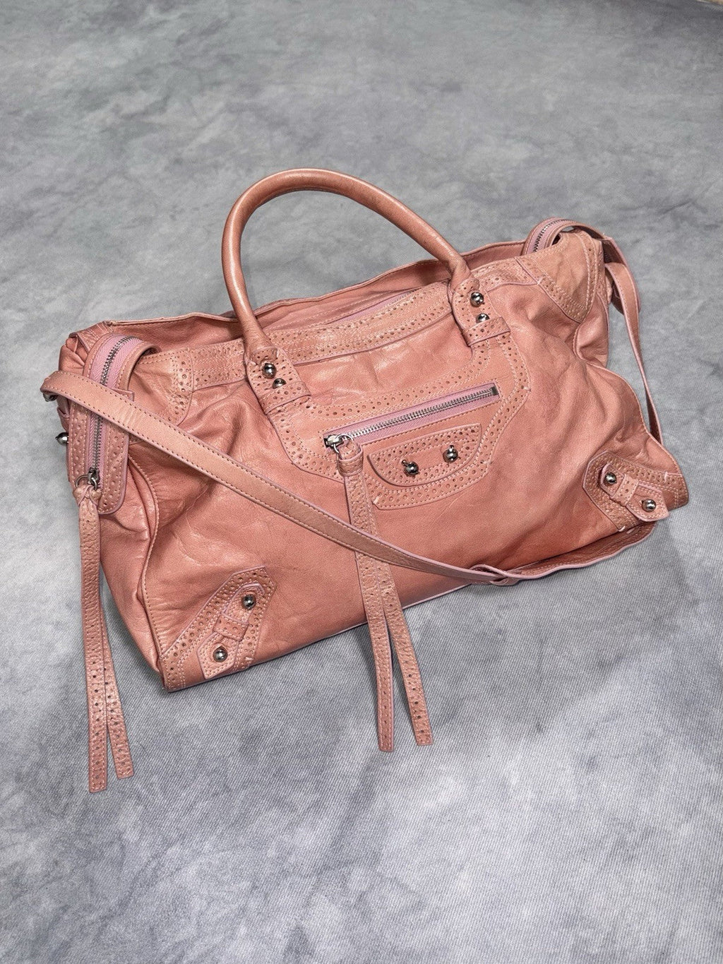 RARE Balenciaga City Bag Women`s Archive Y2K Avantgarde Pink Leather Medium Bag