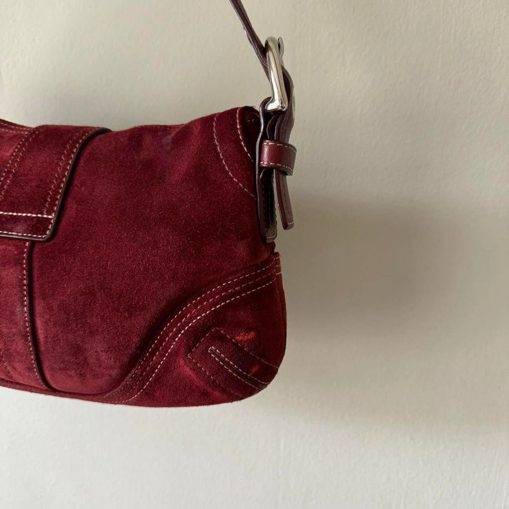 Vintage Y2K Coach rare red suede soho shoulder bag!