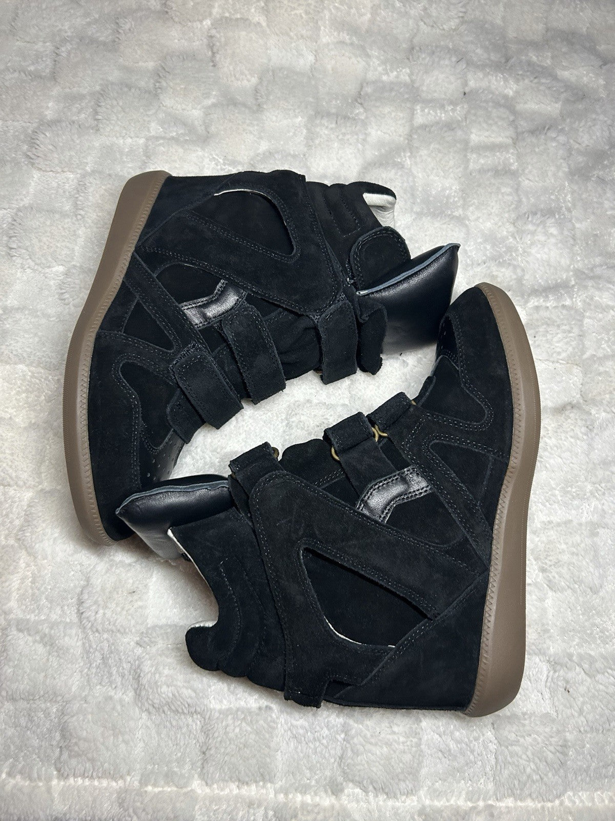 Isabel Marant Bekett Leather Wedge Sneaker Black Size US 7 EU 38