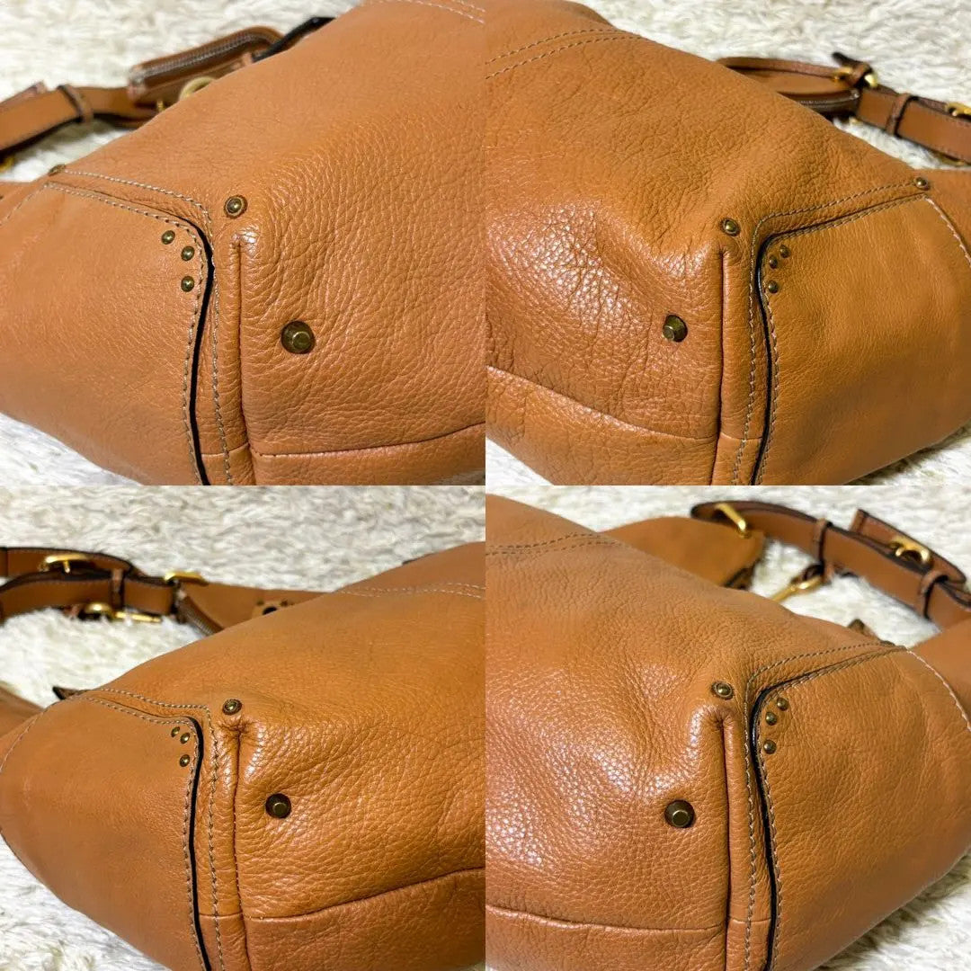 Authentic Chloe Paddington Leather Shoulder Bag One-Handle Brown Camel Rare GOOD