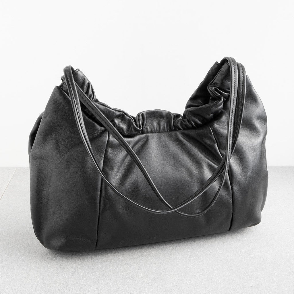 MIU MIU Nappa Leather  Hobo Bag  Black AW24 Shoulder Handbag 5BC175