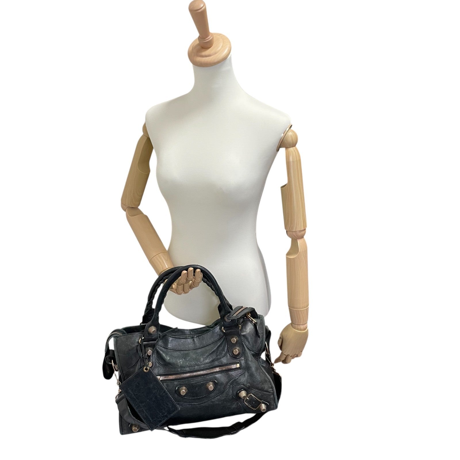 BALENCIAGA The Giant City 2way Shoulder Handbag Black Y2K Editors Bag Auth