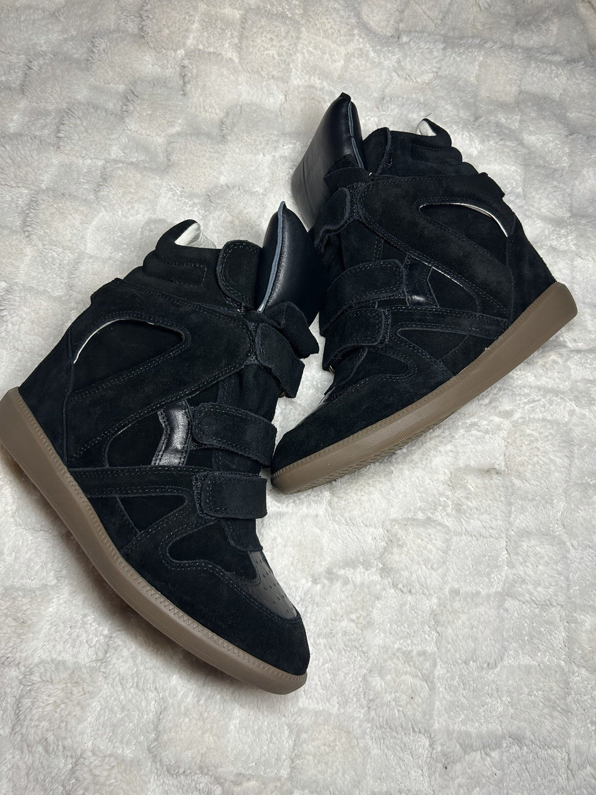 Isabel Marant Bekett Leather Wedge Sneaker Black Size US 7 EU 38