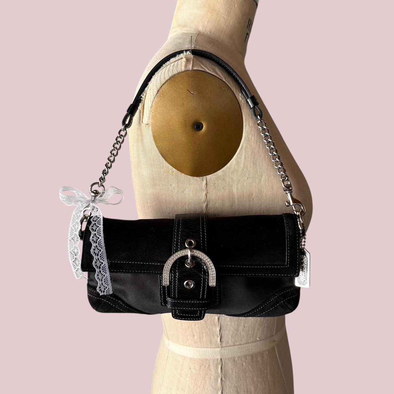 Vintage 2004 Coach rare Madison soho in black satin with Swarovski crystals!