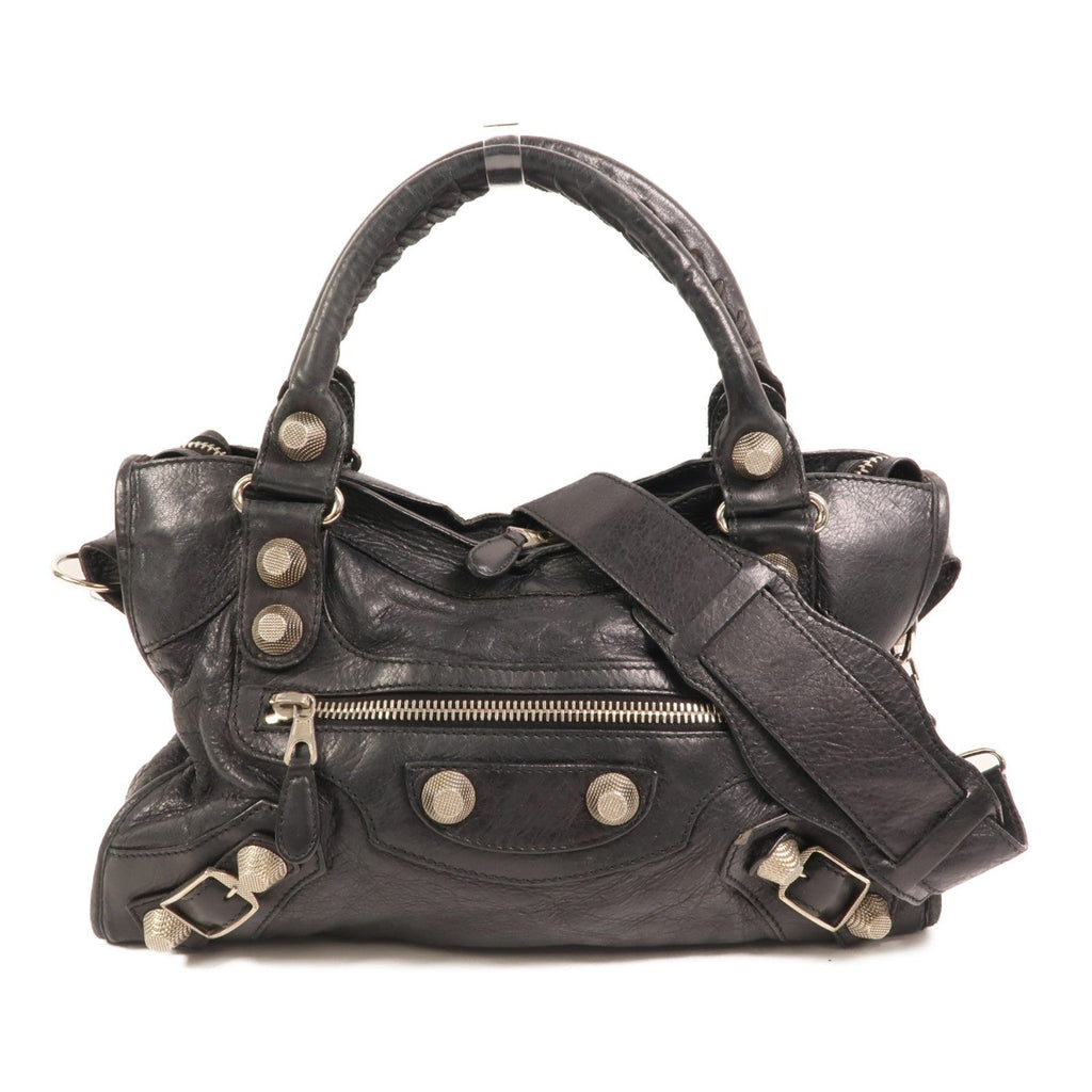 BALENCIAGA SHW City Bag 2 Way Shoulder Bag 173084 Calfskin Leather Black