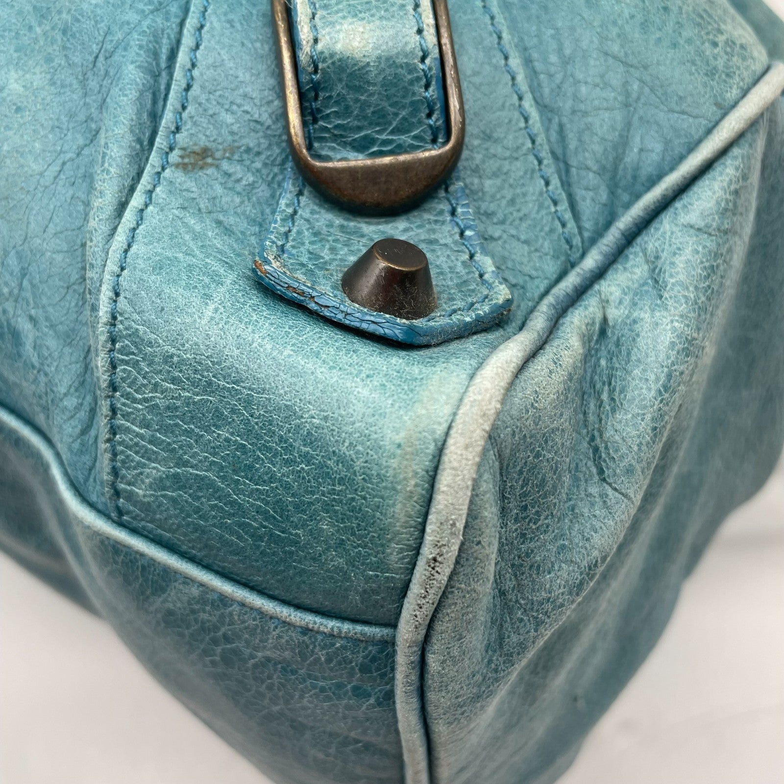 BALENCIAGA The twiggy bag Handbag Light Blue Leather 128523 Editors Bag Y2K Auth