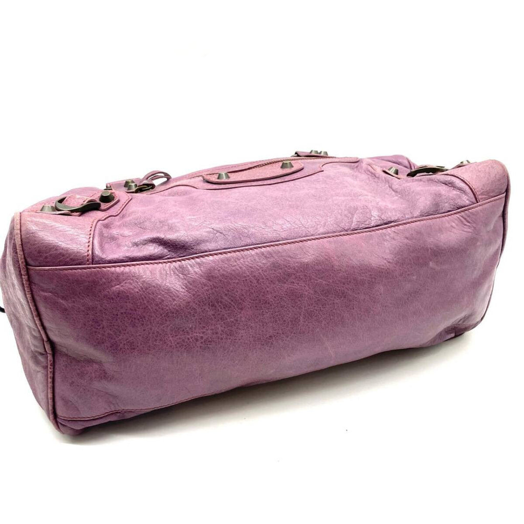 BALENCIAGA The Twiggy Purple Leather 2Way Bag 128523 Motorcycle Bag Strap Mirror