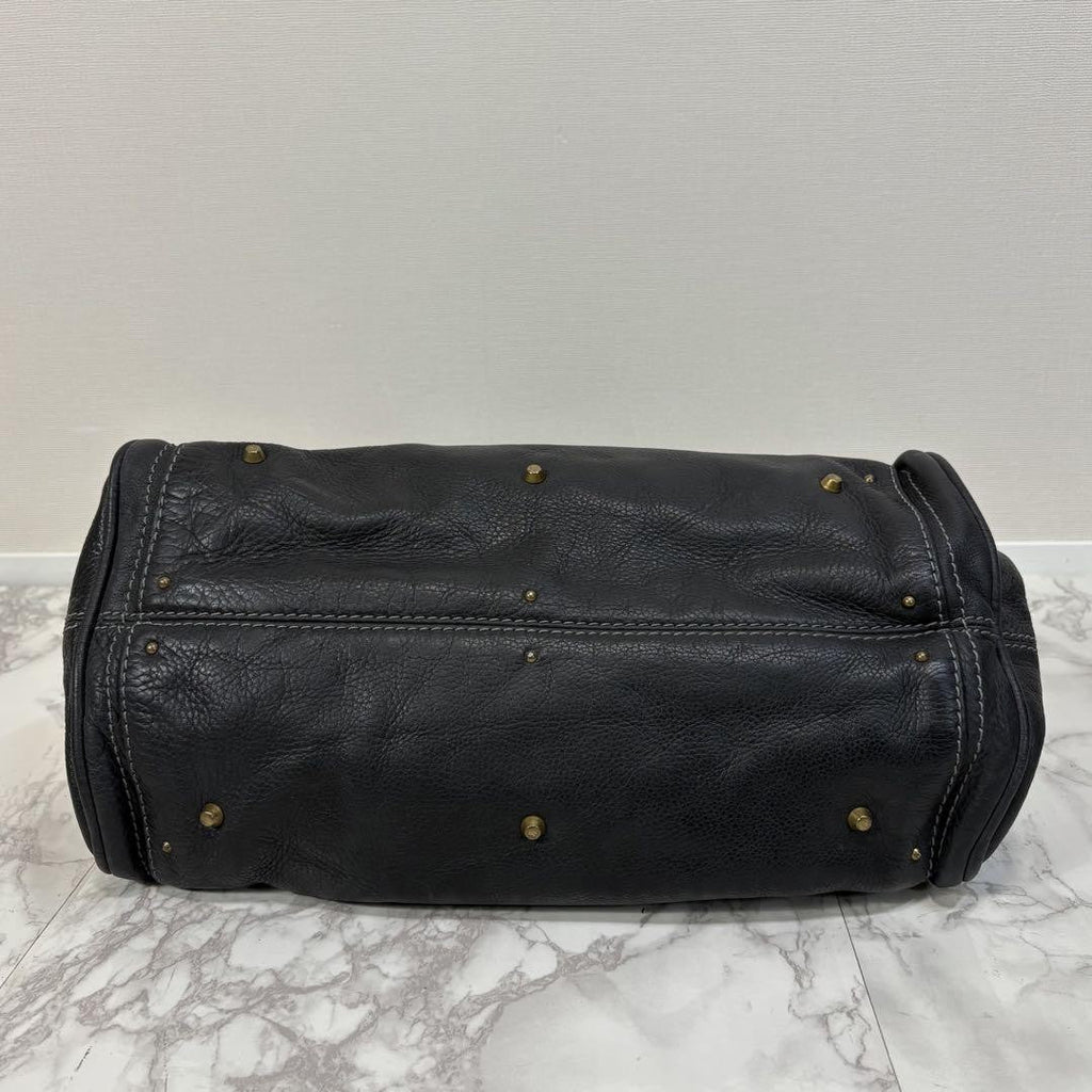 Chloe paddington handbag shoulder bag medium black leather w dustbag 20 36 20cm
