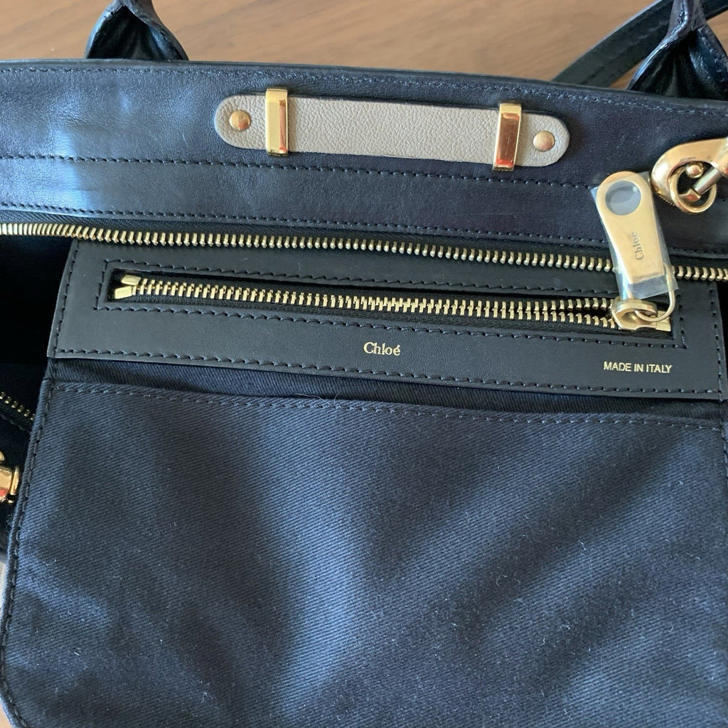 Authentic Chloé Alice Satchel Bag - Black & Tan Leather - Excellent Condition!