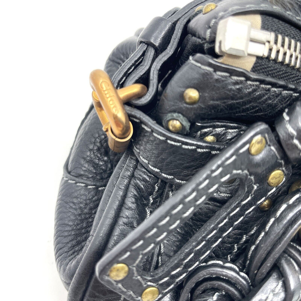 Chloe paddington mini hand bag black leather key padrock auth rare