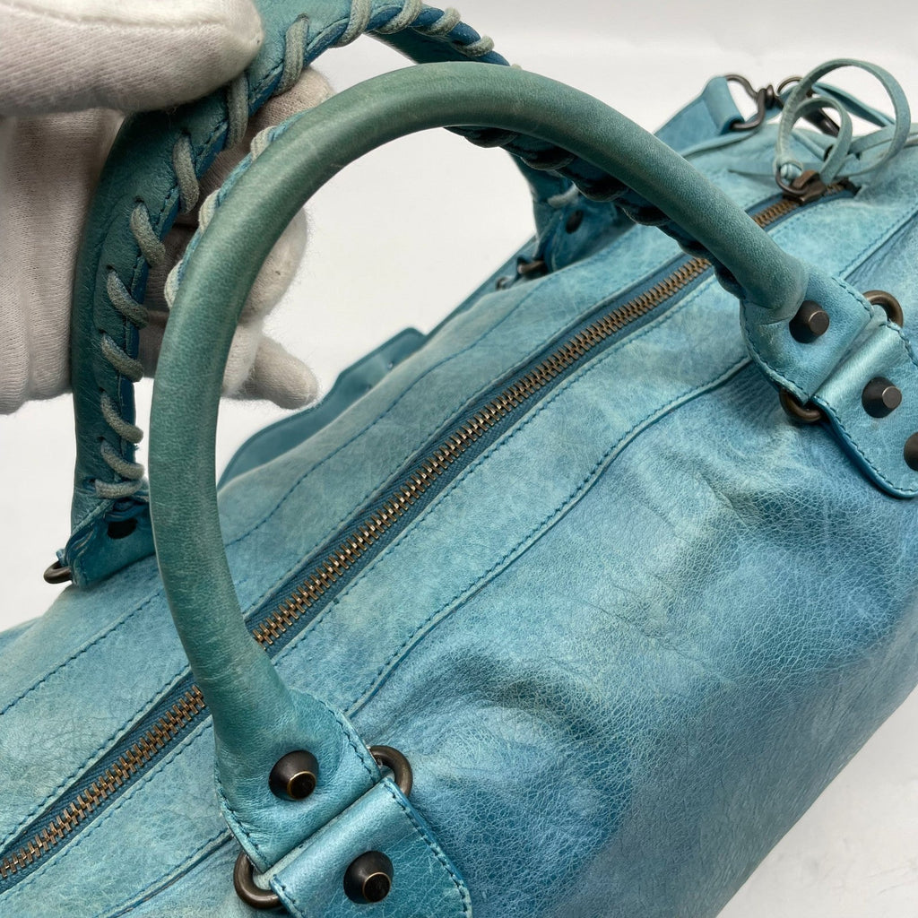 BALENCIAGA The twiggy bag Handbag Light Blue Leather 128523 Editors Bag Y2K Auth