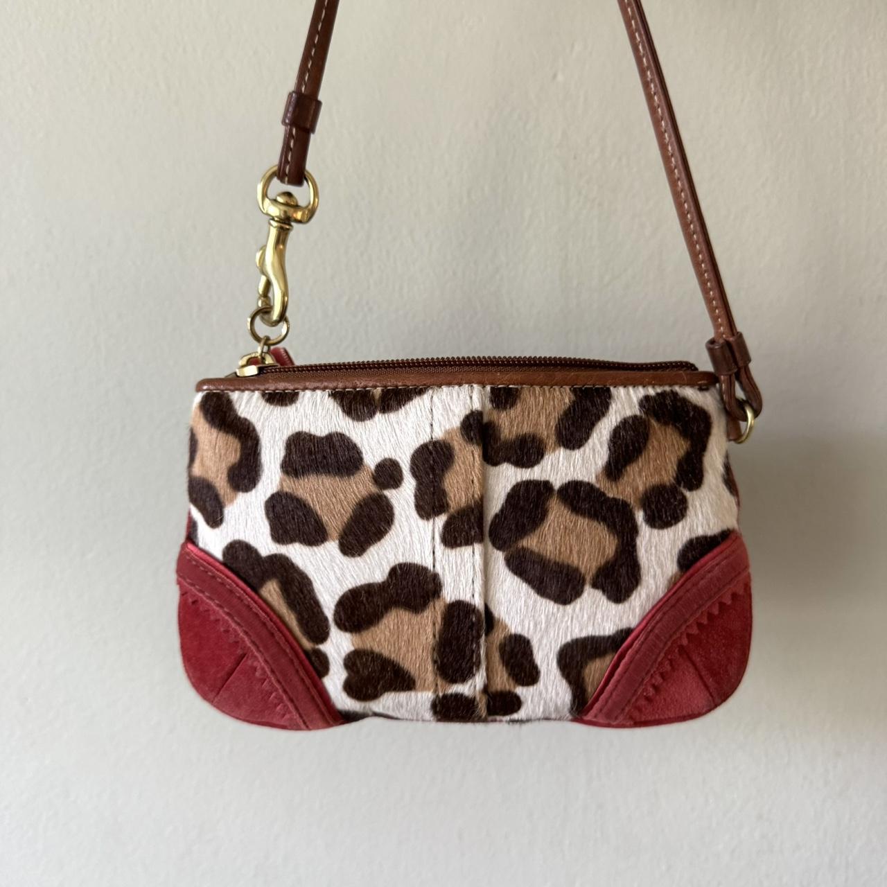 Vintage Y2K Coach rare leopard print calf hair wristlet/mini bag