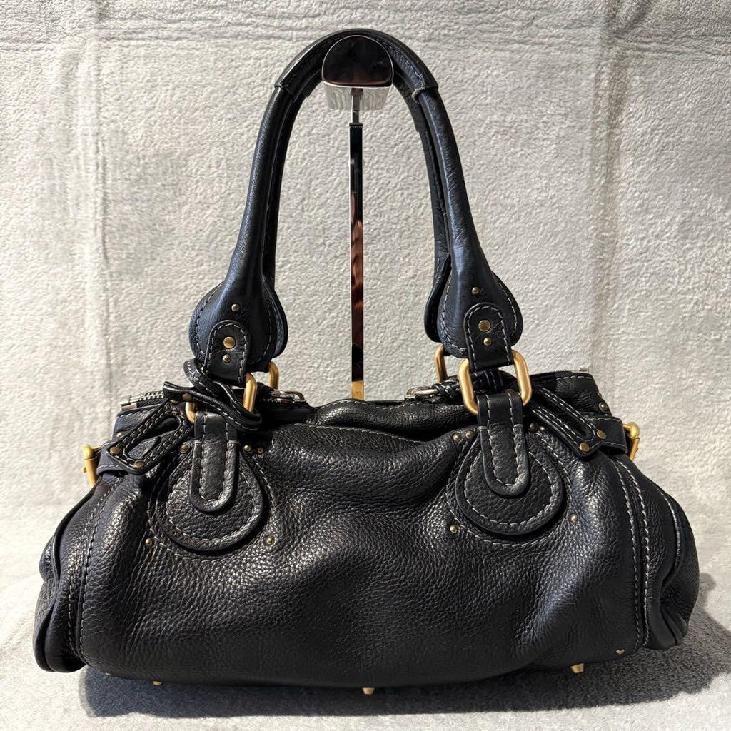 Chloe paddington handbag shoulder bag black leather 36 x 15 x 20cm