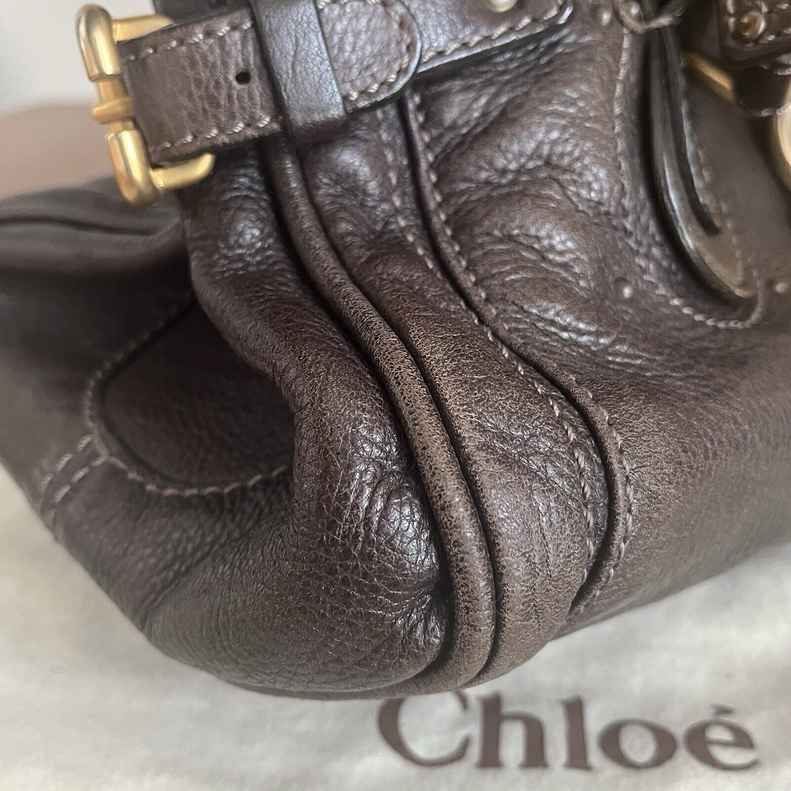 Chloe paddington leather hand bag dark brown leather medium padlock key f s 1