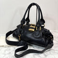 Chloe paddington 2way hand bag shoulder bag leather black padlock key used 32914