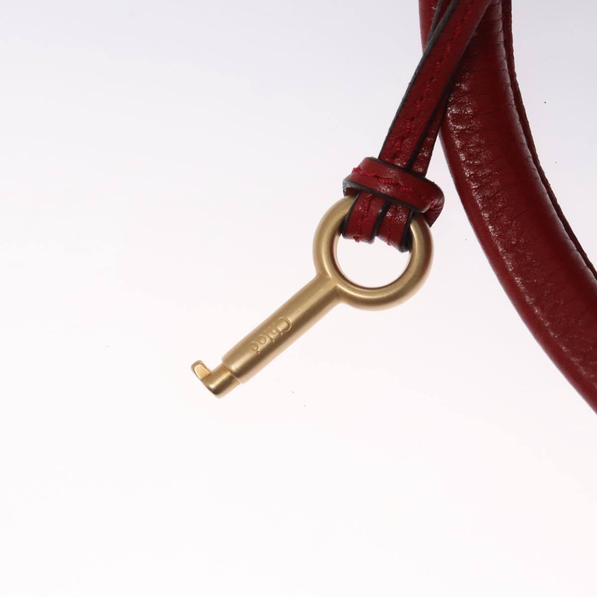 Chloe paddington hand bag leather red gold silver auth am7383