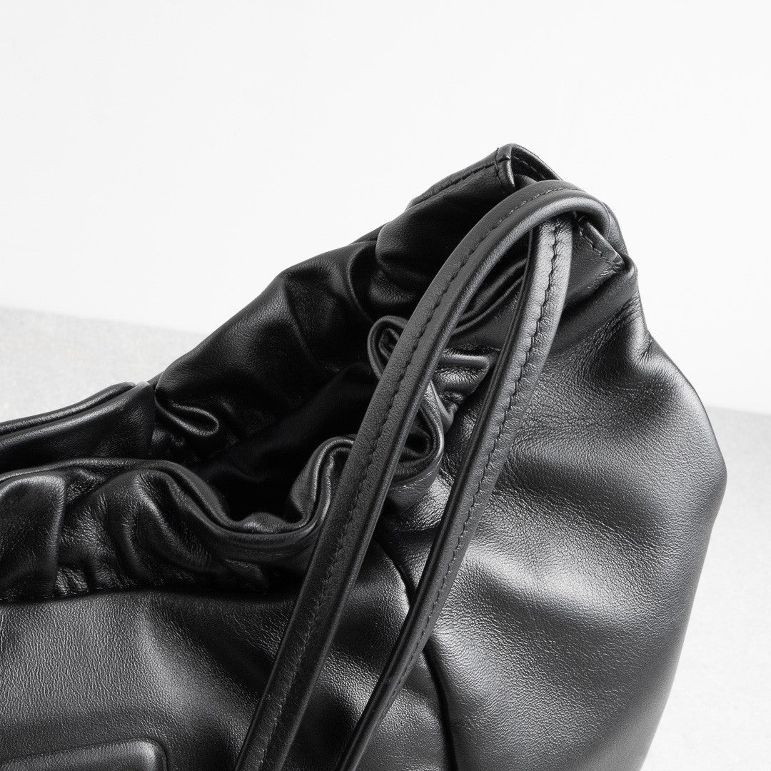 MIU MIU Nappa Leather  Hobo Bag  Black AW24 Shoulder Handbag 5BC175
