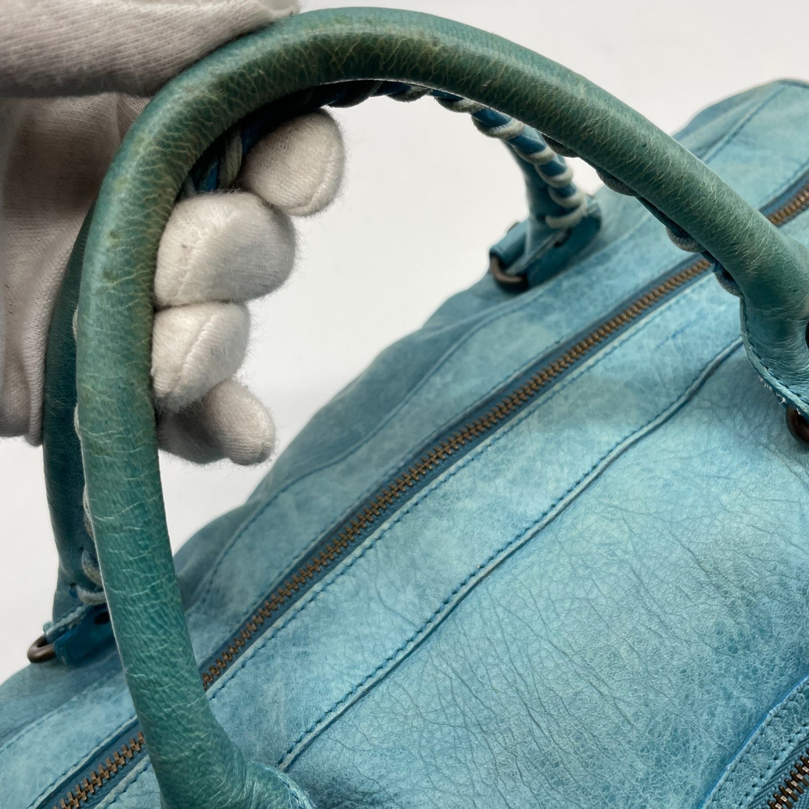 BALENCIAGA The twiggy bag Handbag Light Blue Leather 128523 Editors Bag Y2K Auth
