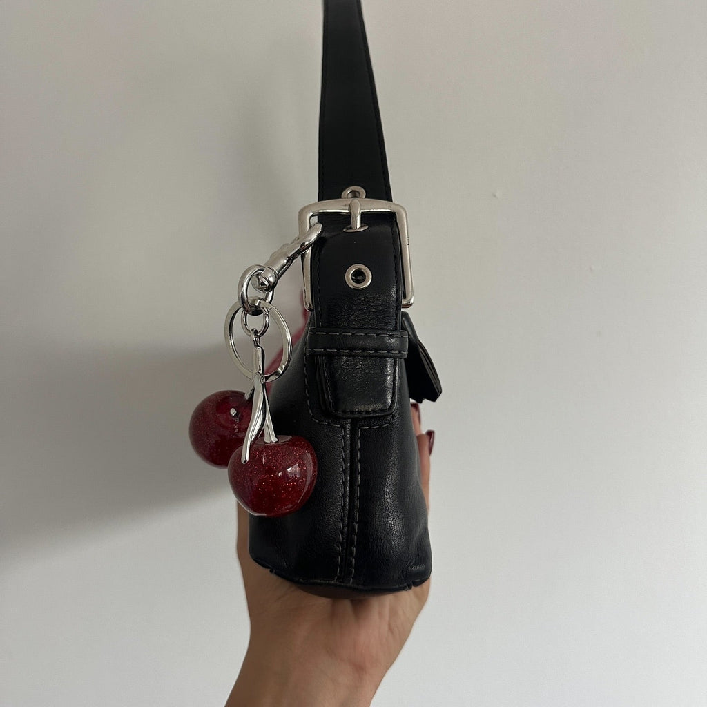 y2k coach black leather east west bag