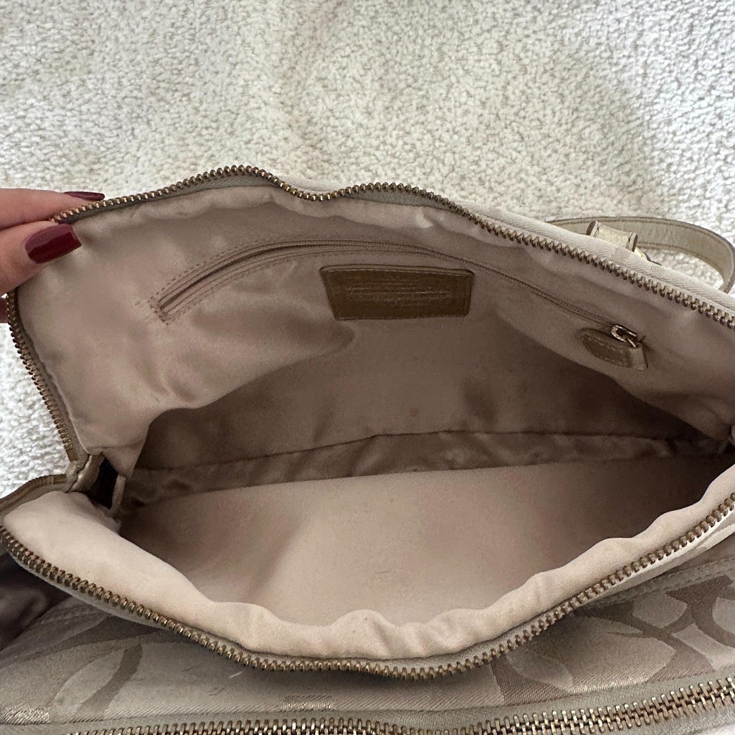 y2k coach beige monogram satchel bag