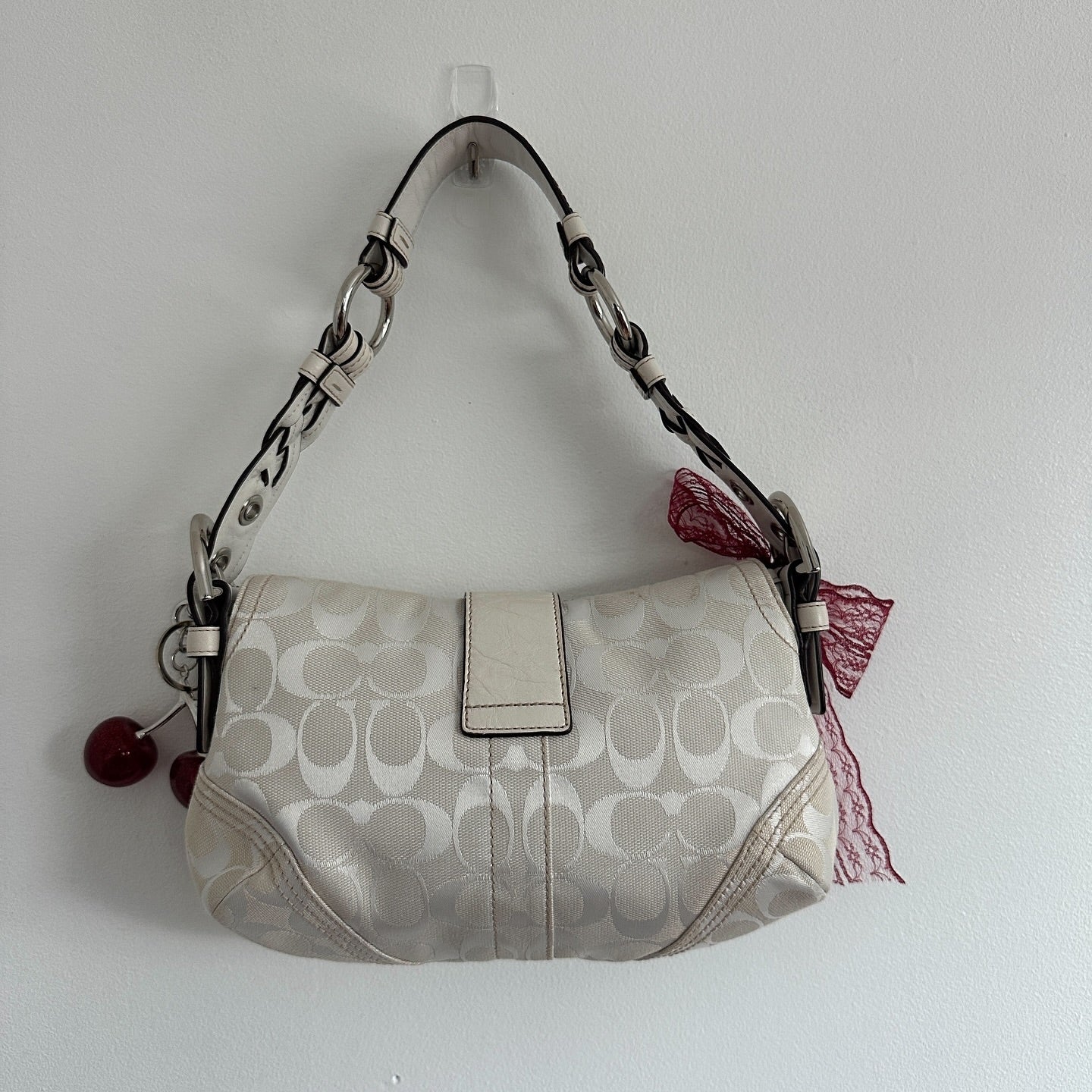 y2k coach white monogram soho bag