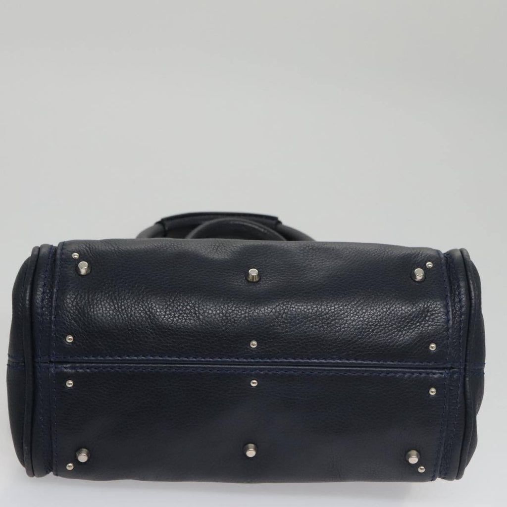 Chloe paddington mini hand bag leather navy silver auth am7485