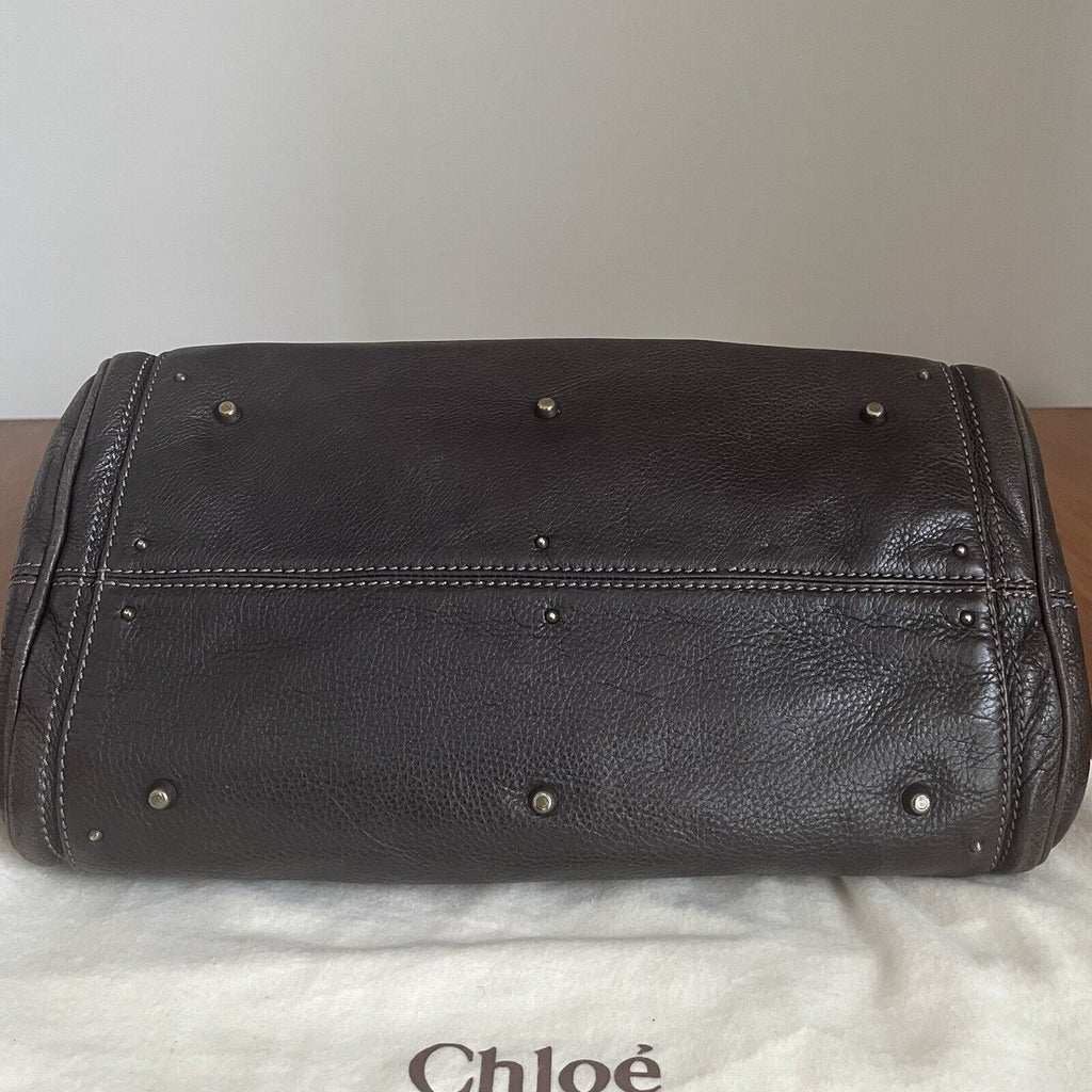 Chloe paddington leather hand bag dark brown leather medium padlock key f s 1